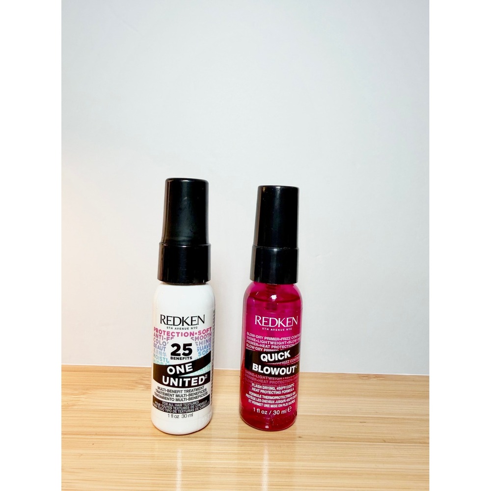 Redken One United 25 Benefits & Quick Blowout Heat Protectant Duo 1oz Travel NEW